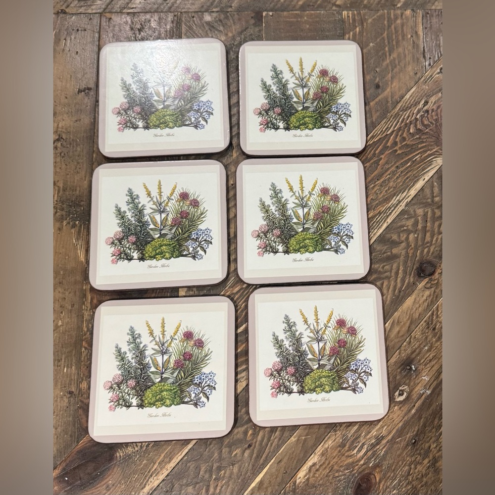 Vintage Pimpernel Set of  6 Coasters - Garden Herb - Used